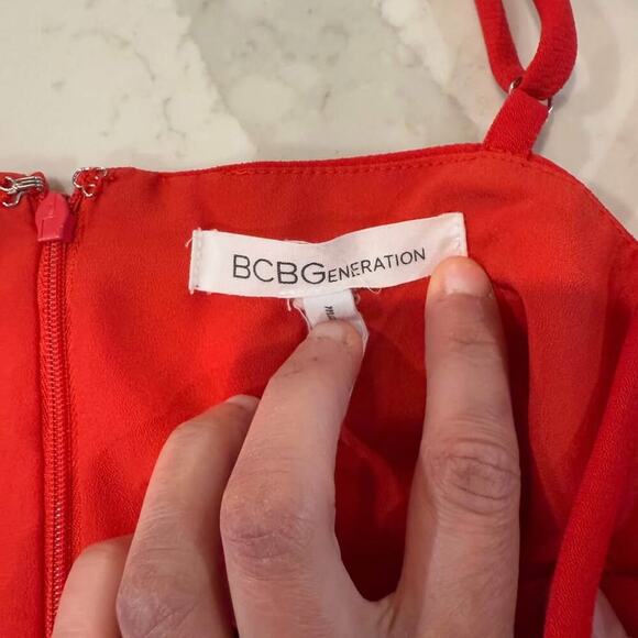 BCBGeneration Strappy Wide Leg Jumpsuit Red Women's 4 Pockets Adjustable Straps - Picture 5 of 10